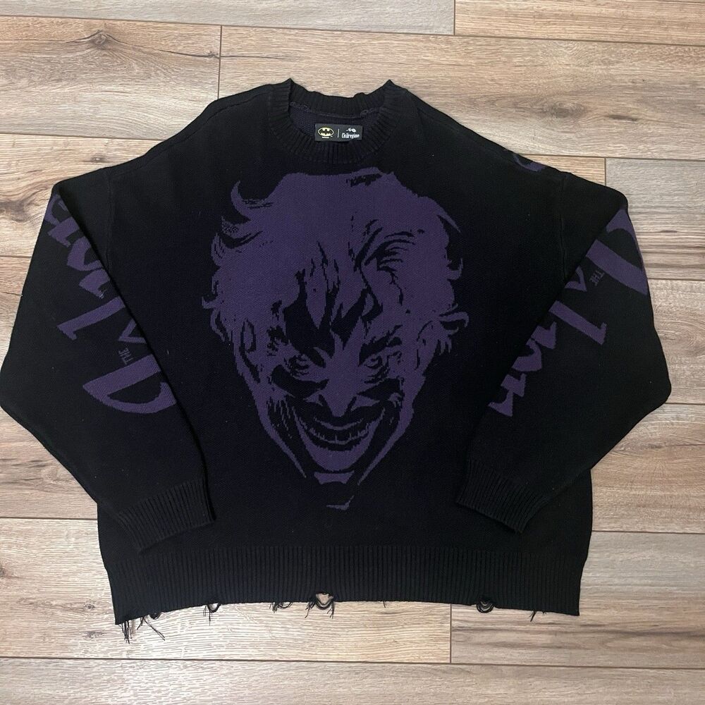 Civil Regime Joker Soldout Gotham Grunge Black Knit Crewneck Sweater Size XL